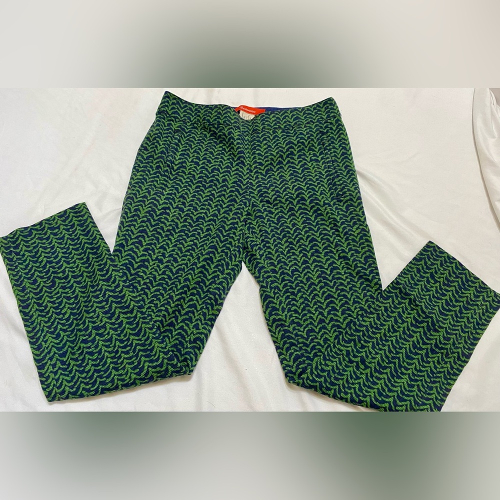 Cartonnier Green and Navy Zigzag Knit Trousers